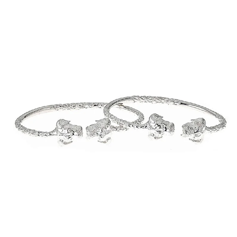 Ladies infinity bangle-Better Jewelry Solid .925 Sterling Silver West Indian Bangles with Puppy Ends, 1 pair