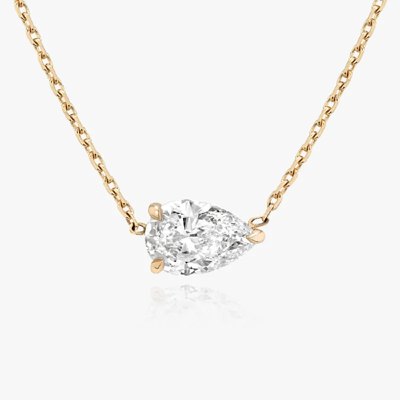 Ladies monogram necklace-Solitaire Pear 14K Rosegold Necklace w. Lab-Grown Diamond