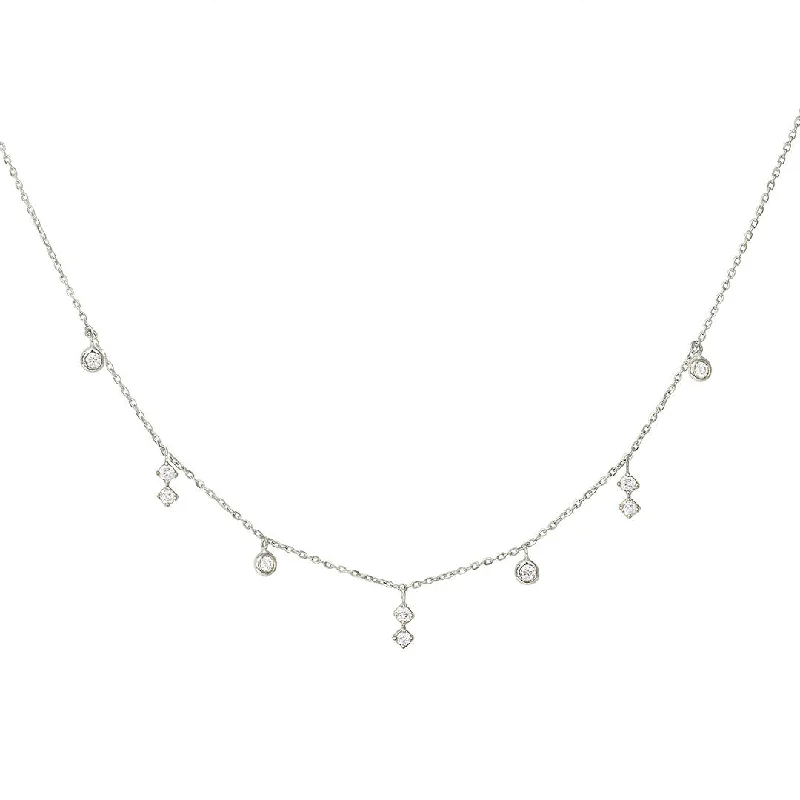 Ladies ruby necklace-Enchanting 18K White Gold Necklace w. Diamonds