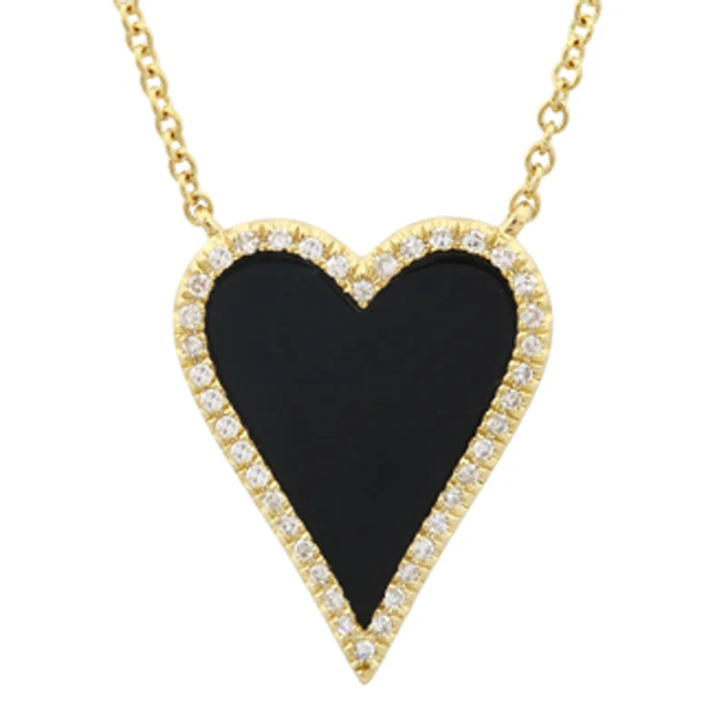 Ladies cubic zirconia pendant necklace-Pave Elongated Enamel Heart Necklace