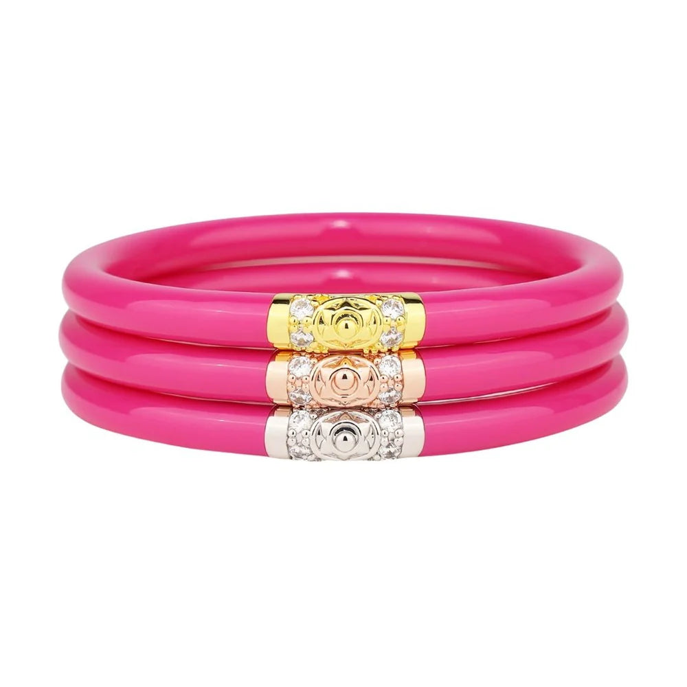 Ladies matching bangles-BuDhaGirl | Set of Three | Three Kings All Weather Bangles in Epic Pink