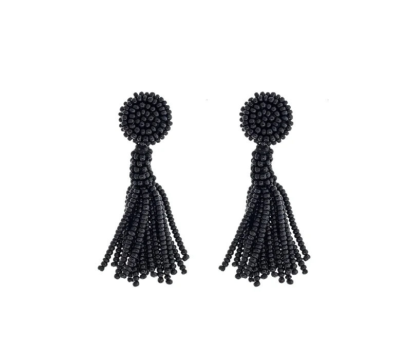 Ladies hoop earrings-<br>The Petite Finley Earring <br> Black