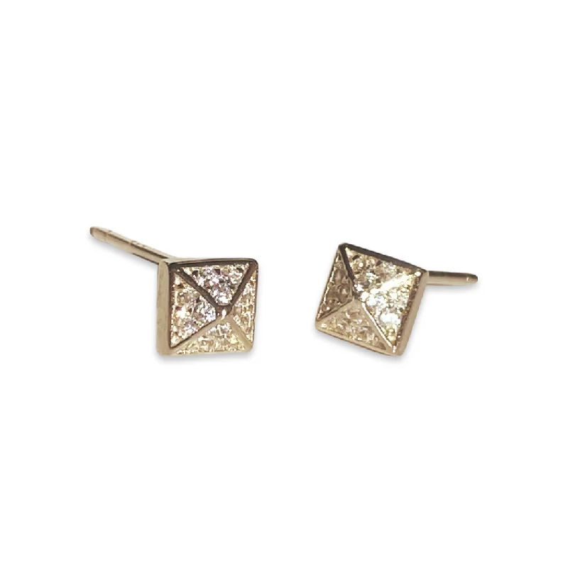 Ladies emerald stud earrings-Geovana Pyramid Sparkle Studs