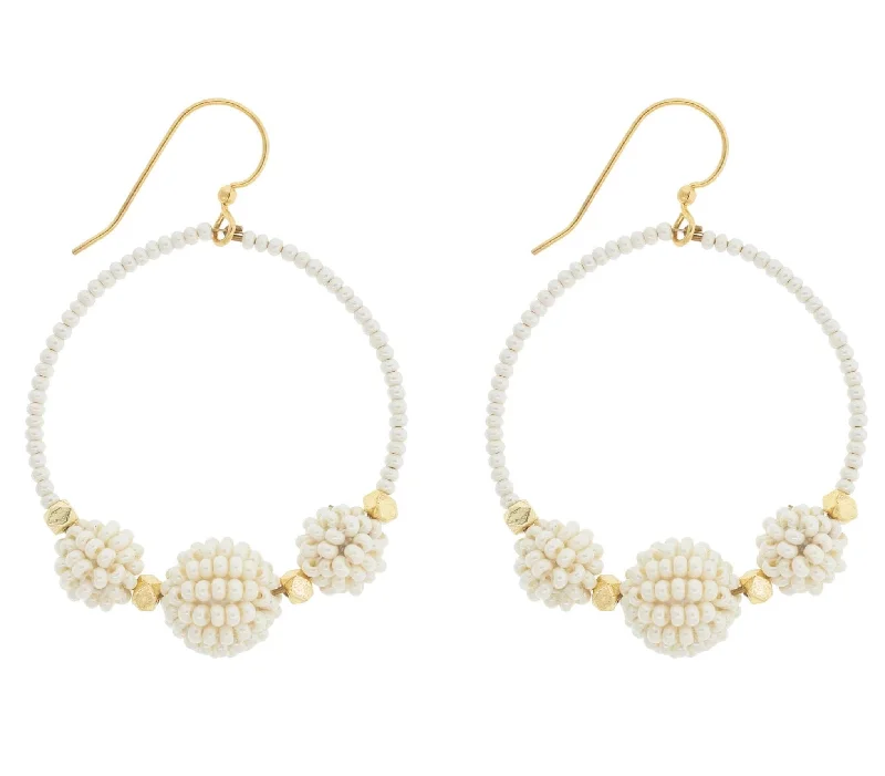 Ladies chandelier earrings with diamonds-<br> The Uptown Girl Hoops <br> Cream