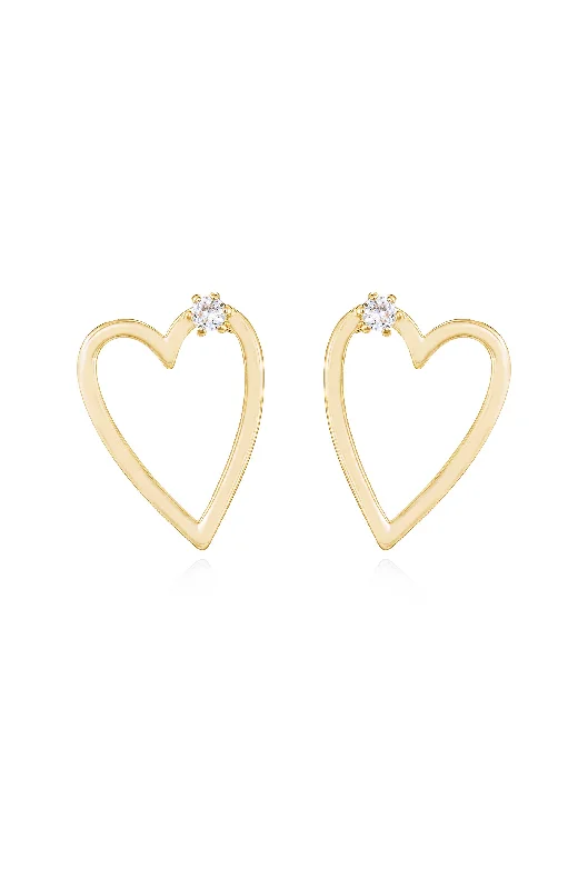 Ladies cluster earrings-Subtle Love Heart Earrings