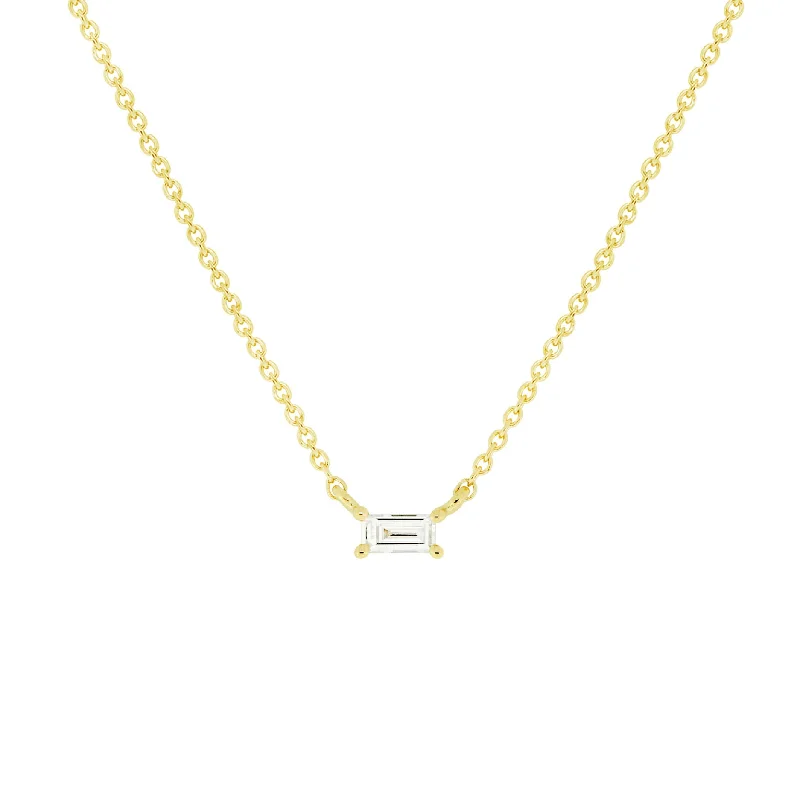 Ladies gold pendant necklace-Baguette Collection Necklace 002