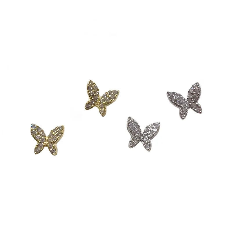 Ladies ruby earrings-Butterfly Pave Studs