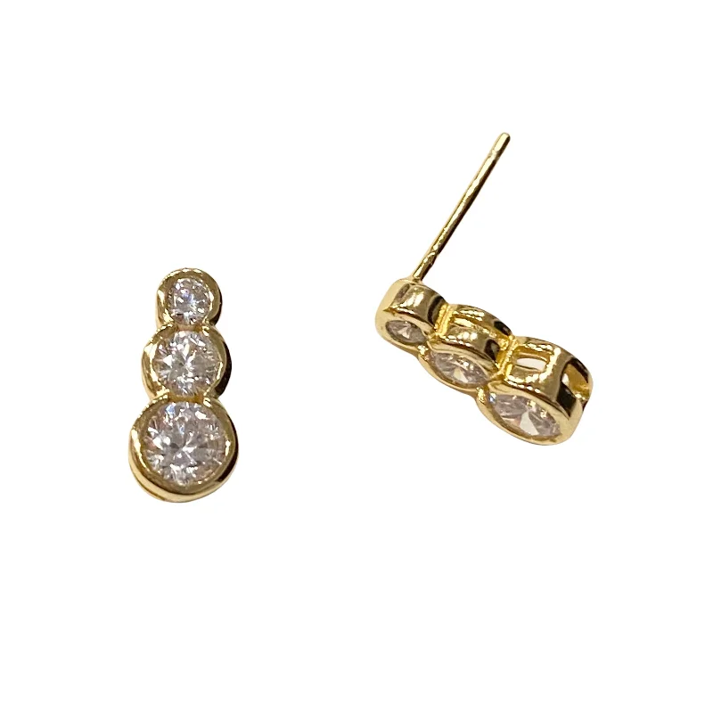 Ladies hoop earrings for women-Amy Triple Bezel Studs