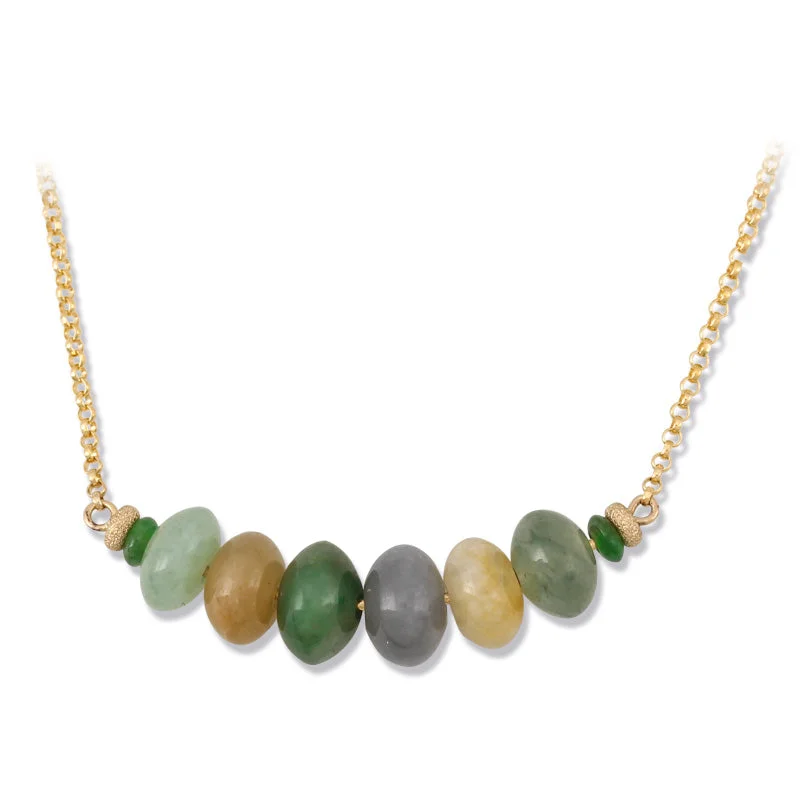 Ladies pearl drop necklace-Multi Color Natural Jade Tapered Necklace