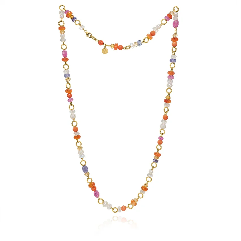 Ladies infinity charm necklace-Wild Berry Limited edition 18K Colorful Gold Necklace w. Gemstones