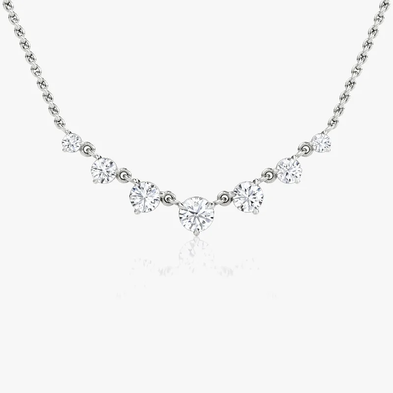 Ladies pendant necklace-Linked 14K White Gold Tennis Necklace w. 0.85ct Lab-Grown Diamonds