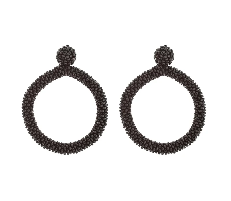 Ladies bridal crystal earrings-<br>The Roll-On® Hoop <br> Black