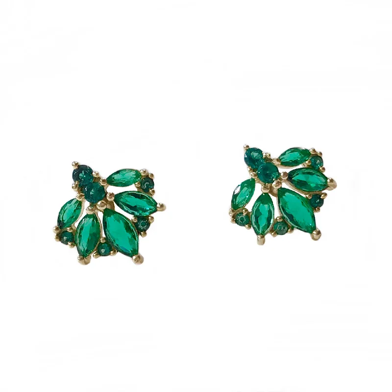 Ladies diamond earrings-Emerald Cluster Earrings