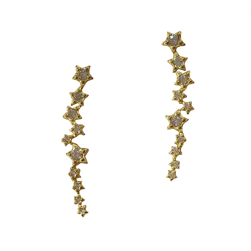 Ladies hook earrings-Clara Shooting Stars CZ Crawler