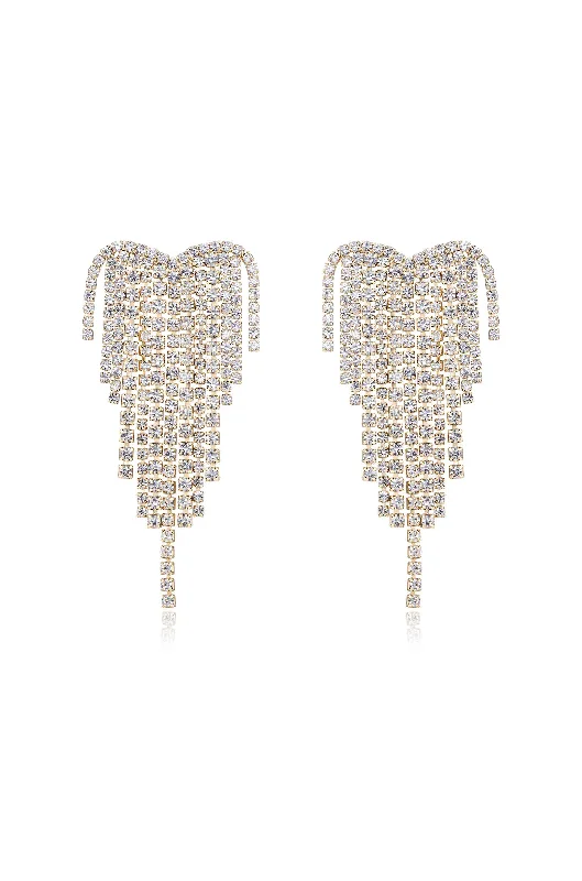 Ladies gemstone stud earrings-Gala Crystal Fringe Earrings