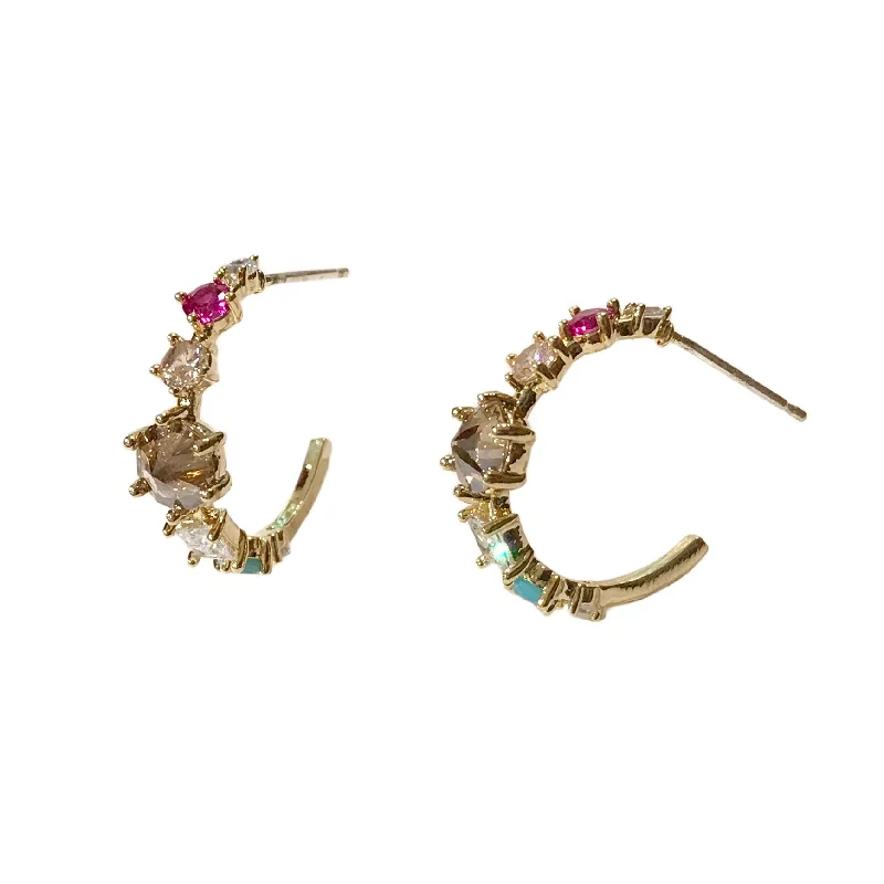 Ladies statement earrings-Kerry Crystal Cluster Hoops