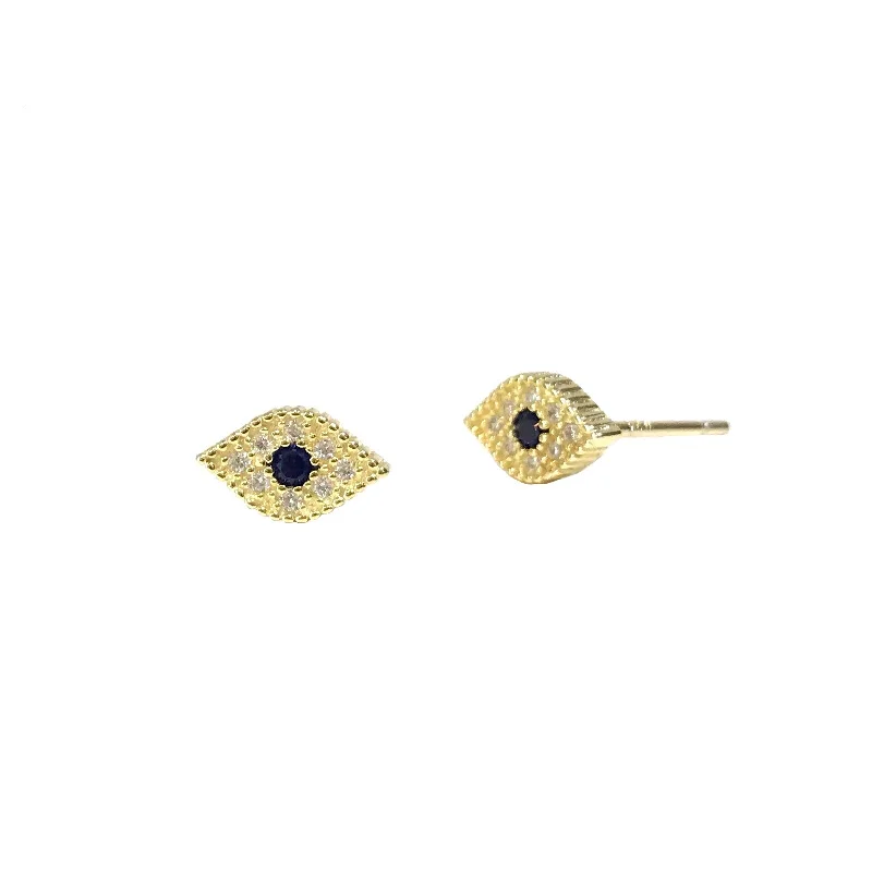 Ladies animal earrings-Evil Eye Sapphire Pave Earrings