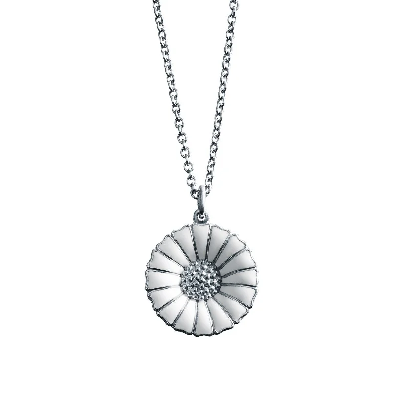 Ladies diamond pendant necklace-Daisy 18 mm. Silver Necklace