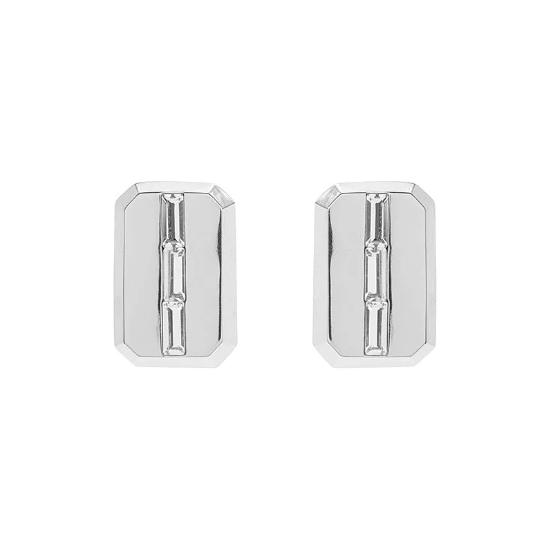 Ladies teardrop earrings-Kourt Studs in Rhodium