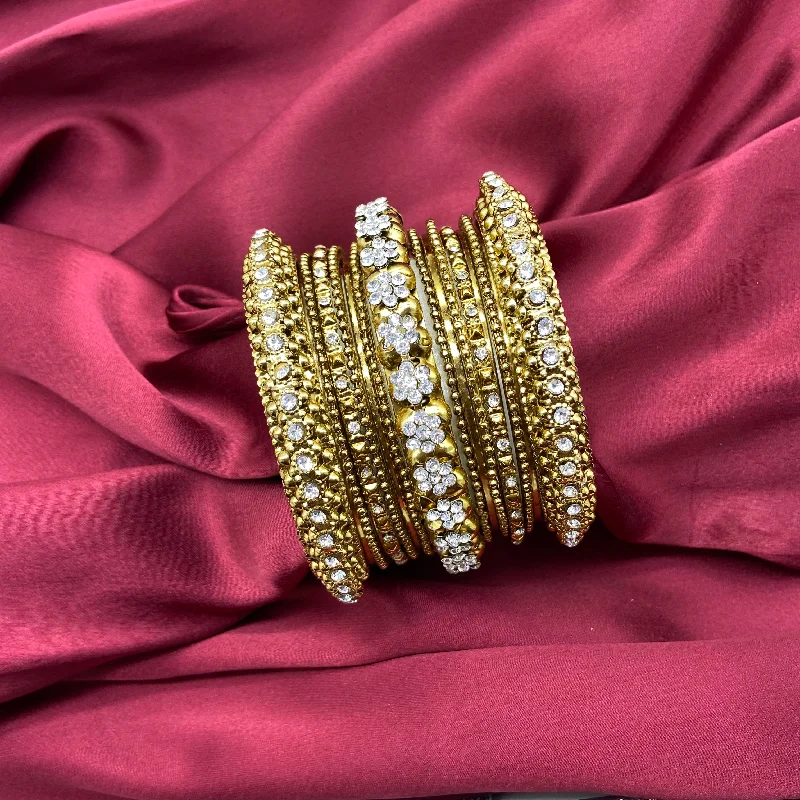 Ladies gold cuff bracelet-Bunch Bangles