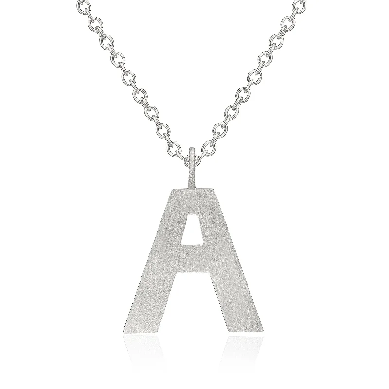 Ladies engraved necklace-Letter A Silver Necklace