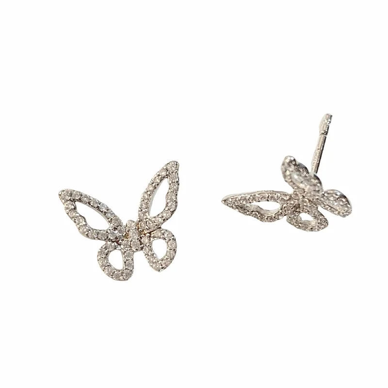 Ladies fashion earrings-Sweet Butterfly Sparkle Outline Studs