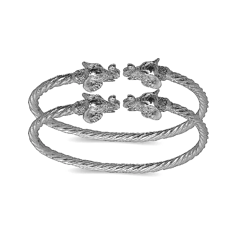 Ladies anniversary bracelet-Better Jewelry Elephant Ends Coiled Rope West Indian Bangles .925 Sterling Silver, 1 pair