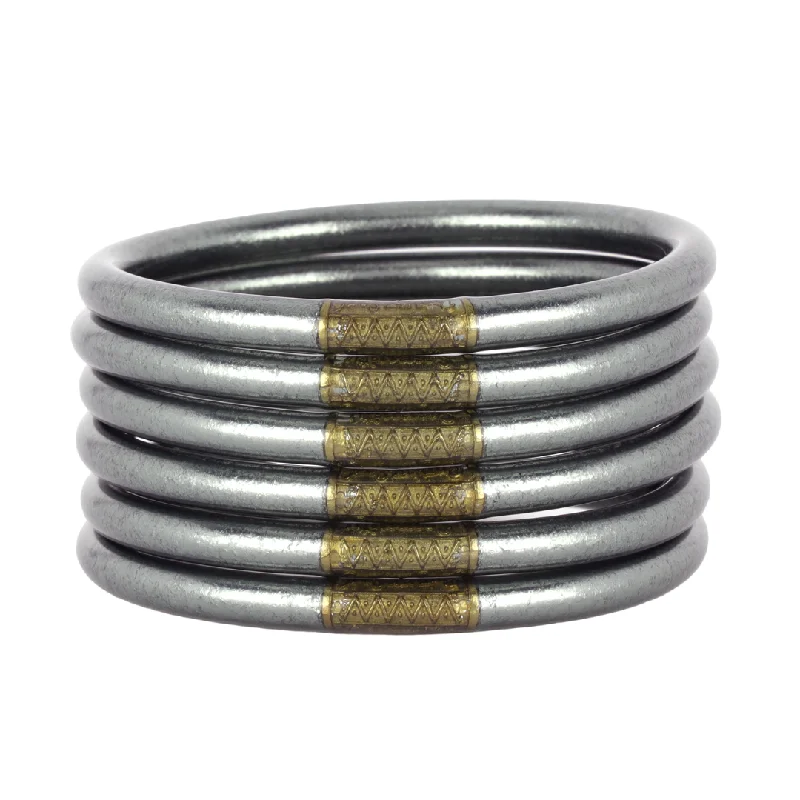 Ladies luxury bangle-BuDhaGirl | Set of Six | All Weather Bangles in Graphite