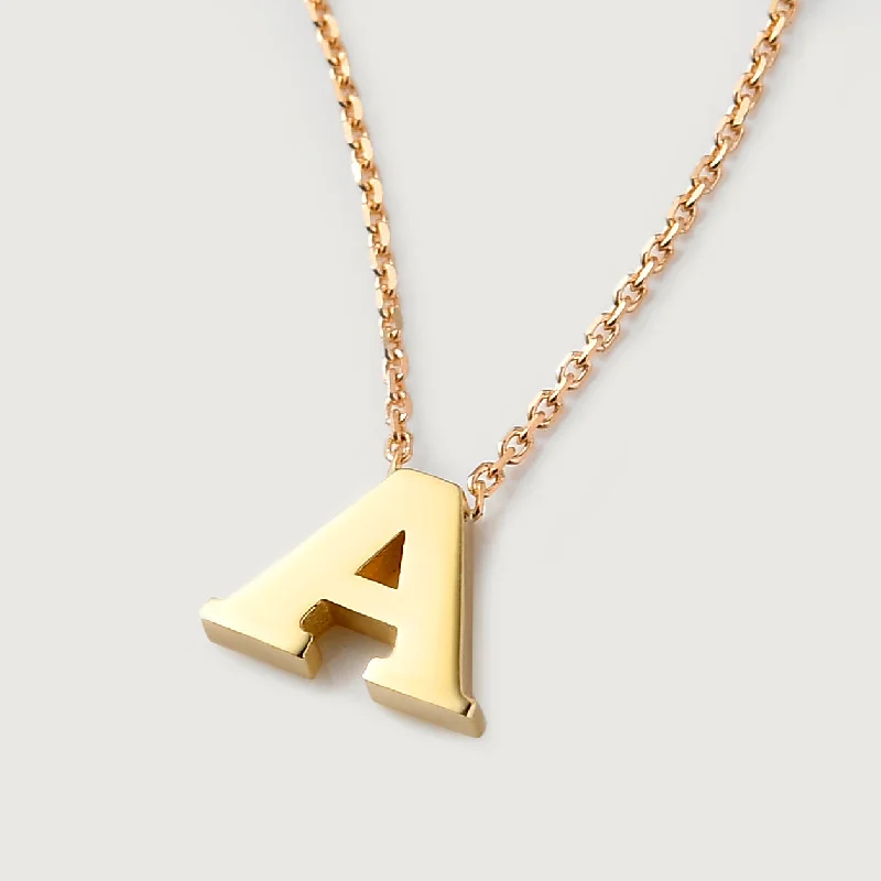 Ladies geometric drop earrings-9K Gold Initial Necklace + Paperlink Charm Earrings in 9K Gold