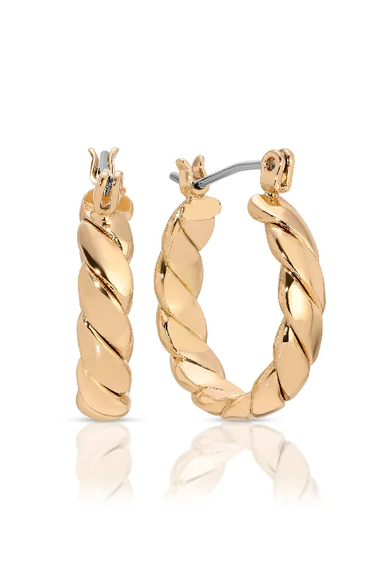 Ladies geometric earrings-Textured Mini Hoops