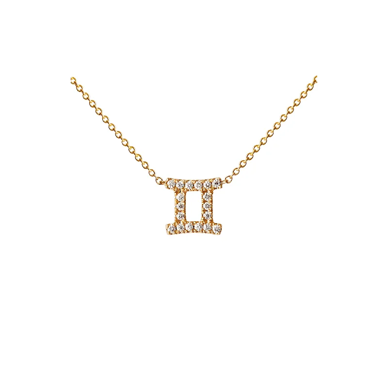 Ladies elegant necklace-Petit Sign Gemini 18K Gold Necklace w. Diamonds