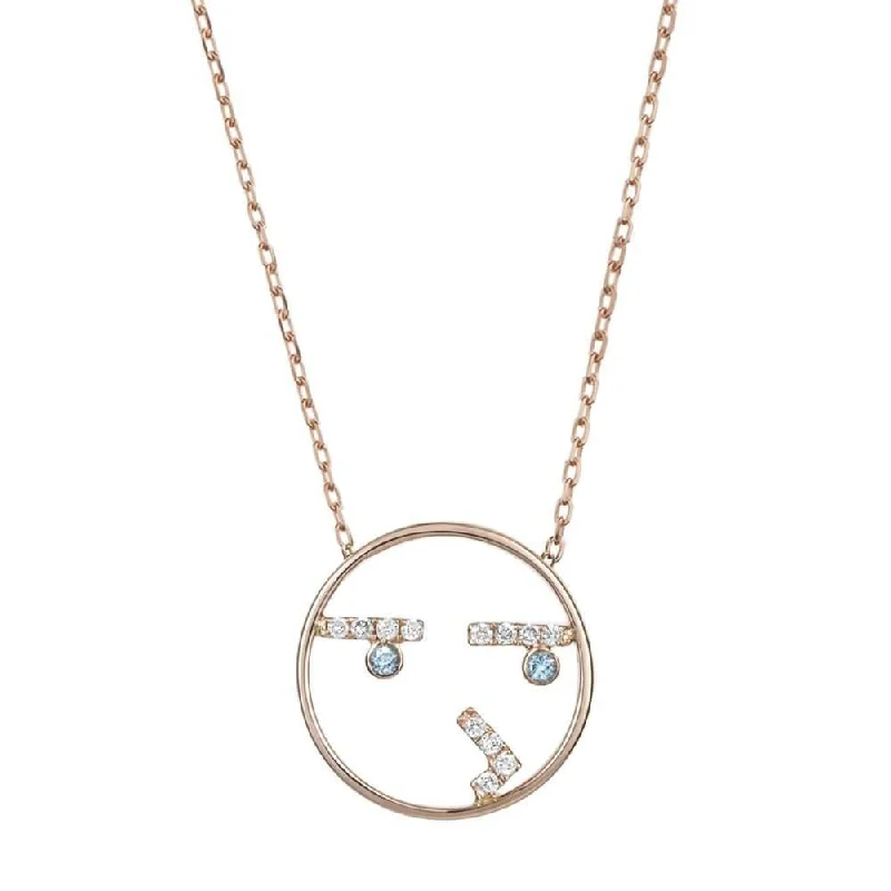 Ladies sapphire pendant necklace-MOYEN Curious 18K Rosegold Necklace w. Topaz & Diamond