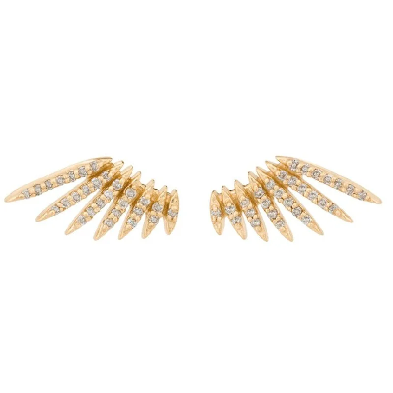 Ladies cluster earrings-Flying Wings & Diamonds Earrings