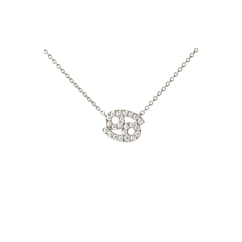 Ladies bridal necklace-Petit Sign Cancer 18K Whitegold Necklace w. Diamonds