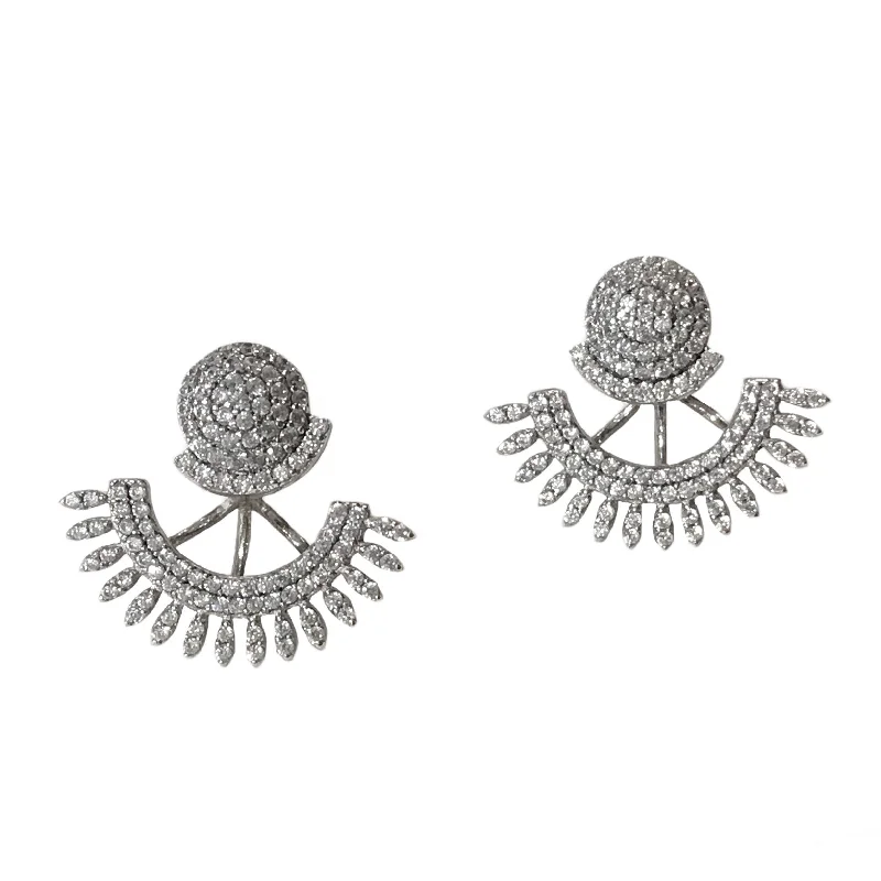 Ladies rose gold stud earrings-Jacklyn Pave Spike Statement Jacket Earrings