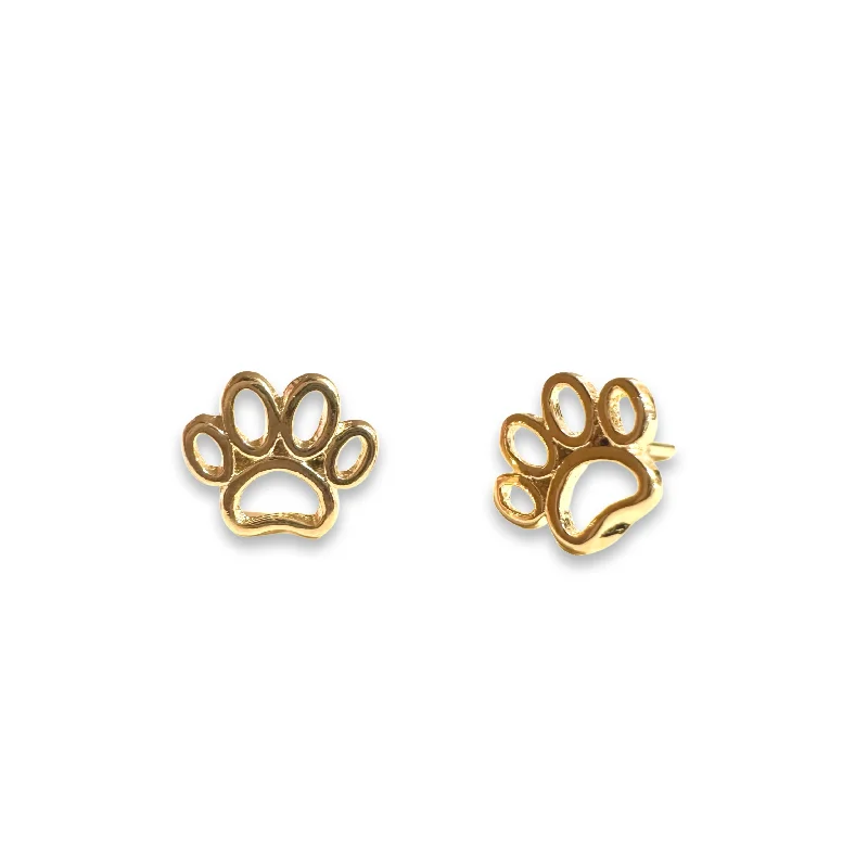 Ladies rose gold earrings-18K Gold Filled Paw Stud Earrings