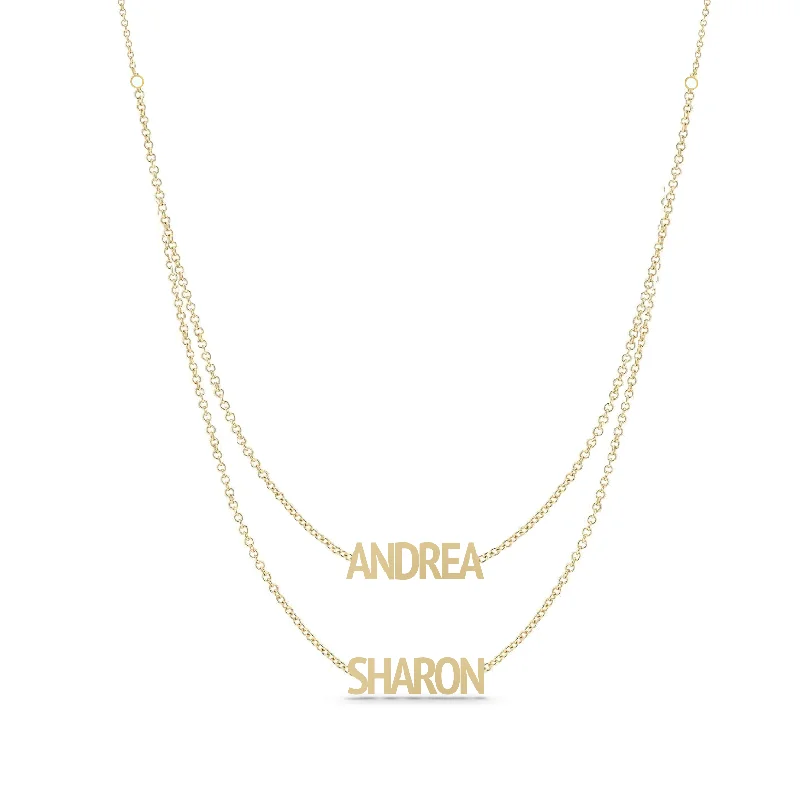 Ladies collar necklace-Solid Layered Multiple Names Necklaces