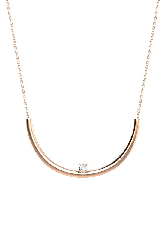 Ladies tennis necklace-Moon 18K Rosegold Necklace w. Lab-Grown Diamond