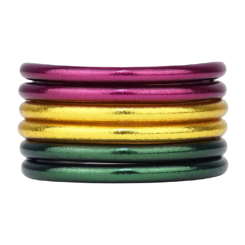 Ladies charm bangle-BuDhaGirl | Set of Six | Mardis Gras All Weather Bangles