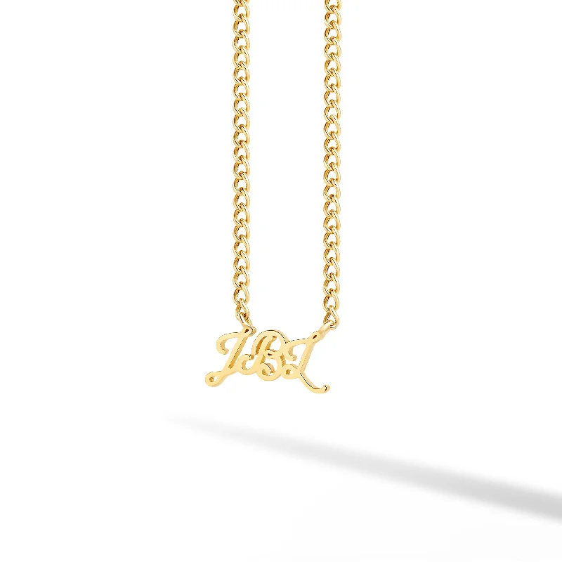 Ladies bridal necklace-Solid Name Necklace on 1.5mm Cuban Chain