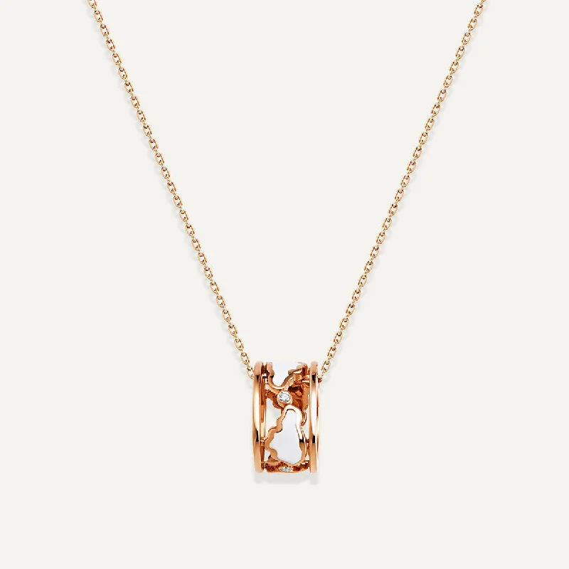 Ladies chunky gold necklace-Allusia Love Enamel Band 18K Rosegold Necklace w. Diamonds