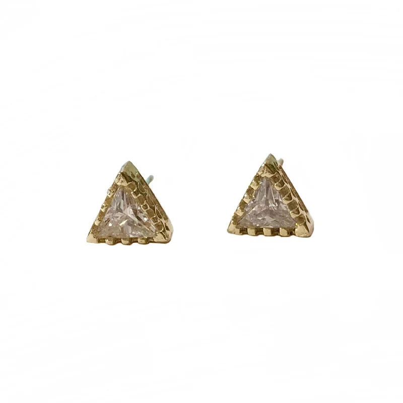 Ladies huggie earrings-Amy Triangle Studs