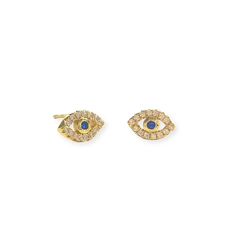 Ladies gemstone drop earrings-Evil Eye Studs