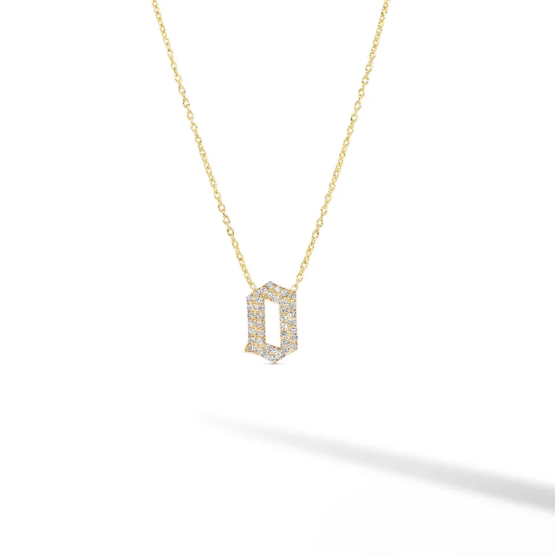 Ladies birthstone pendant necklace-Pave Gothic Initial Necklace