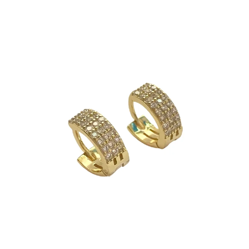 Ladies emerald stud earrings-Haggy Mini 3 Lines CZ Huggies