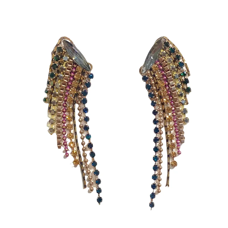 Ladies stud earrings-Karen Angel Wing Draped Statement Earrings