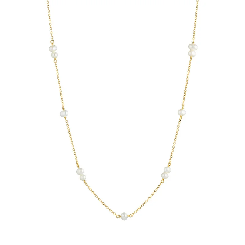 Ladies pearl drop necklace-Purity 18K Gold Plated Necklace w. Pearls