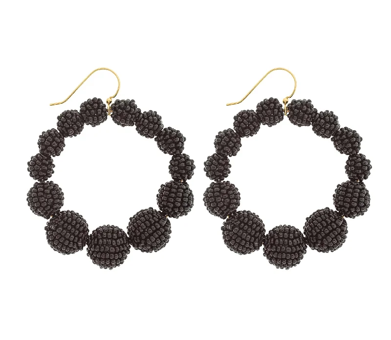 Ladies heart earrings-<br>The Olivia Hoop <br> Black