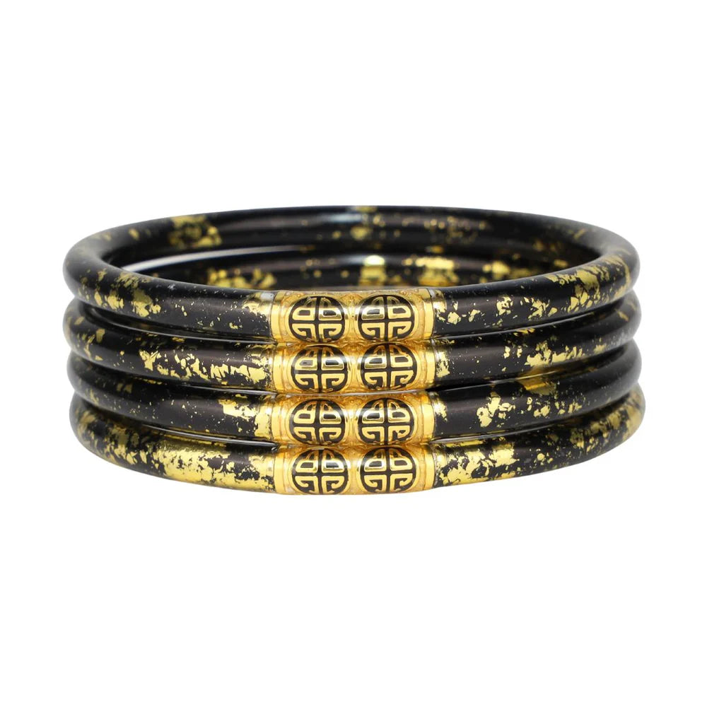 Ladies vintage gold bracelet-BuDhaGirl | KOI Noir All Weather Bangles Set of 4