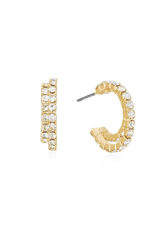 Ladies zirconia earrings-Rhinestone Huggie Hoop Earrings